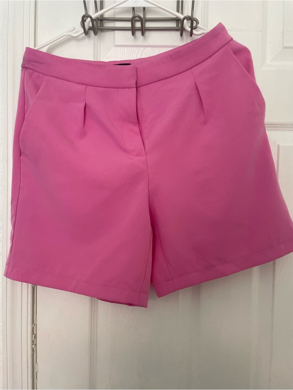 High-Rise Tailored Bermuda Shorts in Pink
